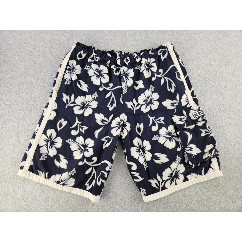 Vtg Aeropostale SURF FLORAL SWIM TRUNKS Surf Board HAWAIIAN‎ SHORTS Lined Medium